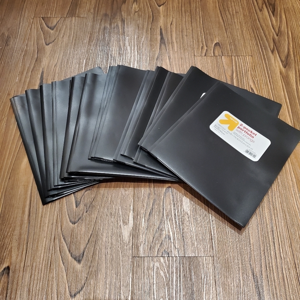 20 Pack Target Up & Up Black 2 Pocket Portfolio Folders Prong Office Durable NEW